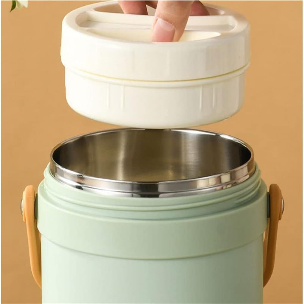 Food Grade Long Insulated Lunch Box, Stainless Steel Portable Large Capacity Rice Bucket