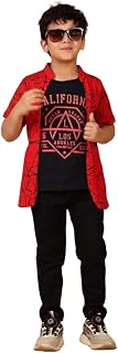 Jam & Sugar Boys Cotton Printed T-Shirt with Attached Shrug Jacket - Half Sleeves Price In India