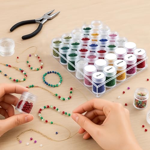 BigOtters 30 Grids Diamond Painting Storage Containers, Portable Bead Art Organizer Case with Lids for Crafts, Jewelry DIY - Thumbnail 6