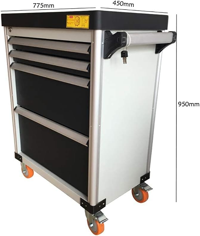 Utility Tool Trolley Storage Cabinet Organisation Box 4-Drawer Lockable Steel Tool Unit Chest Garage DIY Workshop Trolley for Garden Outdoors