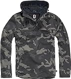 Brandit Individual Wear Men's Fleece-Lined Quarter Zip Windbreaker Pullover - Lightweight Weatherproof Casual Outdoor Jacket, Dark Camo, Large