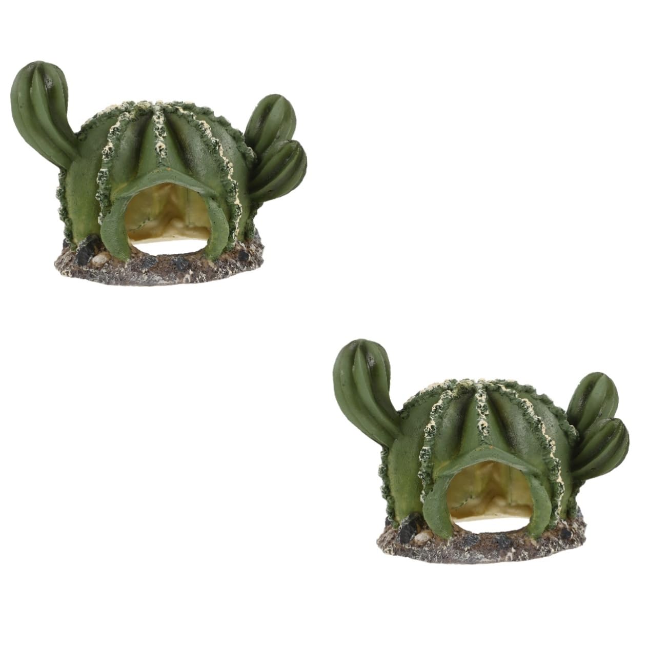 Happyyami 2pezzi Cactus Shaped Lizard Hideout Resina Per Rettili Decorazione Habitat Acquario Rifugio Per Lucertole e Tartarughe Design Realistico e Sicuro e Leggero
