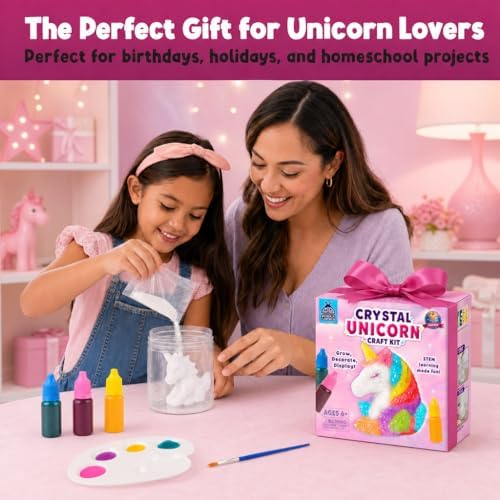 Crystal Growing Kit for Kids Ages 6-9, Grow Your Own Mermaid Crystal Making Experiment, STEM Kit for Girls, Birthday Gifts for Ages 6 7 8 9, Fun Summer Vacation Science Activity for Kids, Learning Toy