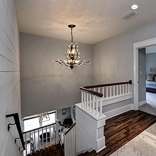 Cvkash 8-Light Vintage Crystal Branch Chandeliers Black Flush Moun Pendant Lighting Fixtures Ceiling Light For Dining Room Living Room Bedroom Restaurant Porch Foyer #TOP7