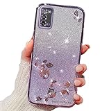 Rnrieyta Miagon für Samsung Galaxy Note 20 Glitzer Hülle,Bling Überzug Glänzend Strass Diamant Weich TPU Silikon Blume Handy Hülle Etui Tasche Schutzhülle Case Cover