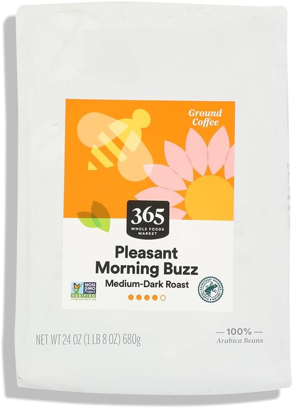 365 by Whole Foods Market, Pleasant Morning Buzz Ground Coffee, Medium-Dark Roast, 24 Ounce