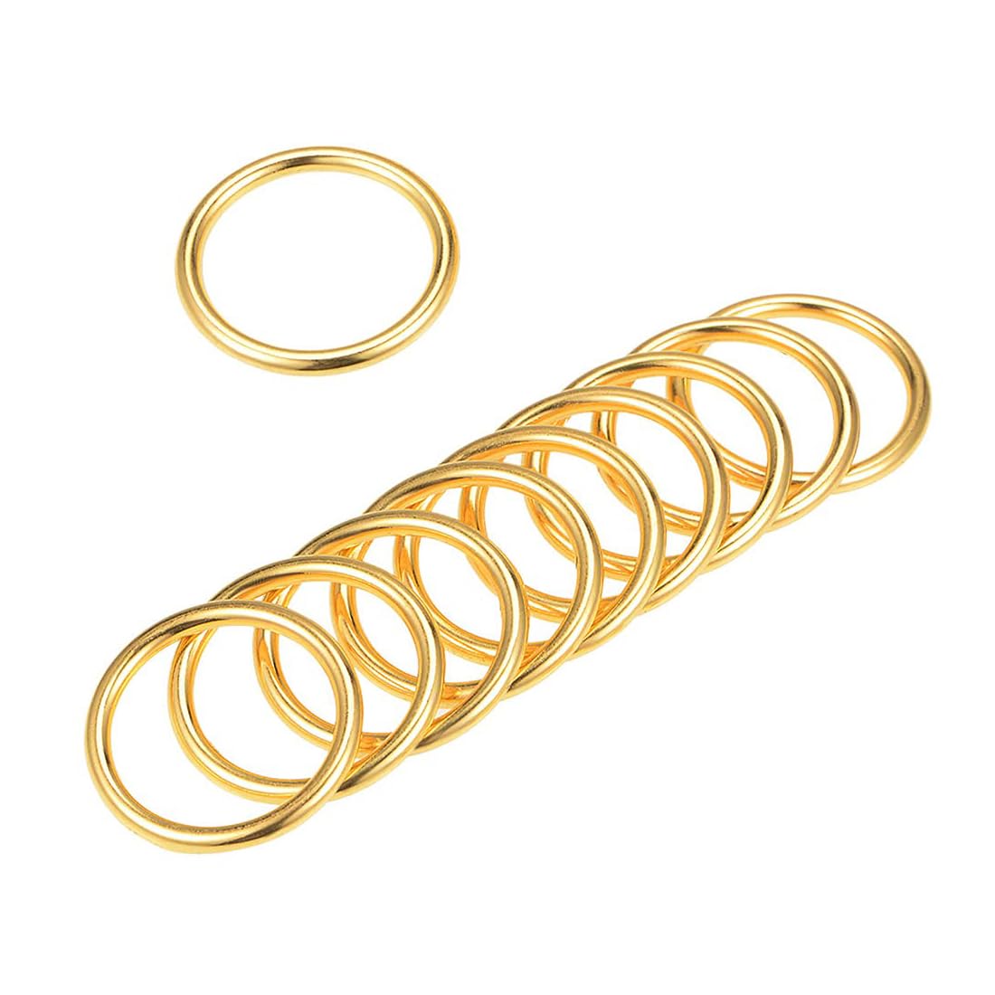 MACHSWON Zinc Alloy O Rings 25mm(1") ID 3mm Thick Multi-Purpose Welded O Buckles Heavy Duty Smooth Solid Ring for Bag Straps Belts Pet Leashes and DIY Crafts Gold 10pcs