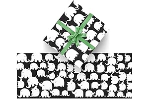 CUXWEOT Gift Wrapping Paper Black and White Elephants for Christmas