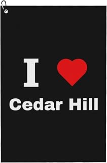 I Love Cedar Hill Golf Towel 24" X 16" Microfiber Waffle Pattern Golf Accessories for Golf Bag with Carabiner Clip