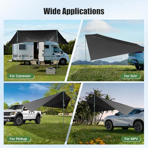 Trsaow Universal Auto-Zelt für jedes Fahrzeug Car Markise Camping Großer SUV Markisen Universal Zelt Sonnenunterkunft für Wohnmobile, Autos Camping-Markise für Seitentür/Heck