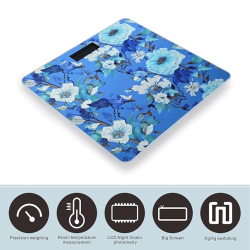 Báscula Digital de Baño Azul Floral 26x26 cm miniatura 3