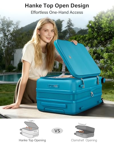 Image of Hanke Hardside Expandable Large Checked Luggage, 28 Inch Top Opening Trunk Luggages with Spinner Wheels, All-PC Hard Shell Suitcase, Lightweight TSA Approved (Caribbean Blue, 120L)