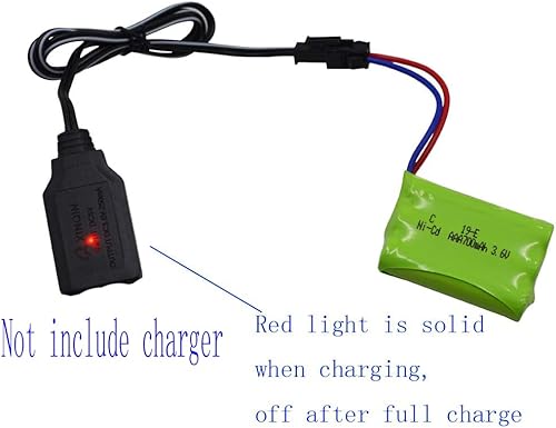 Miniatura 2 de Blomiky Paquete de 2 baterías recargables AAA de 3.6 V 700 mAh con conector SM-2P enchufe y cable USB para coches de parachoques de batalla RC C143