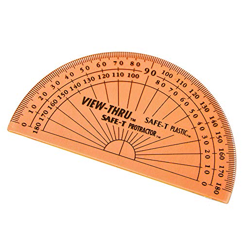 Hand2Mind Safe-T Protractor For Kids, Flat 180 Protractor, Orange Plastic Clear Protractor, Kids Safe, Protractor For Geometry, Protractor Math, Protractor Set, Math Classroom Supplies (24 Pack) #TOP5