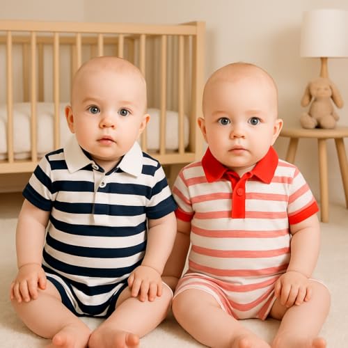 Image of TuddyBuddy 100% Cotton Romper /Jumpsuit /Bodysuit Set for Baby (Pack of 2 Playsuits)