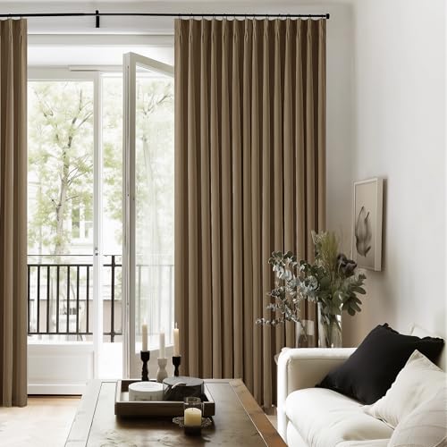 Dutch Cocoa Pinch Pleated Blackout Curtains (2 Panels) 80" Linen Blend