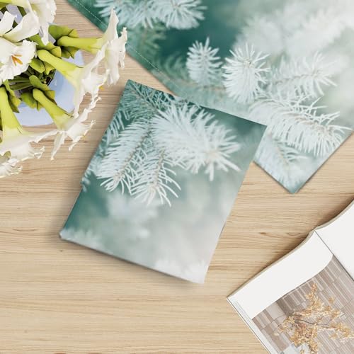 Image of 4 Pack Fluorescent Light Covers for Ceiling - Christmas Winter Snow Pine Tree Backgrounds Close Up Green Color White Magnetic Filters Diffuser Shade for Classroom Home Office School