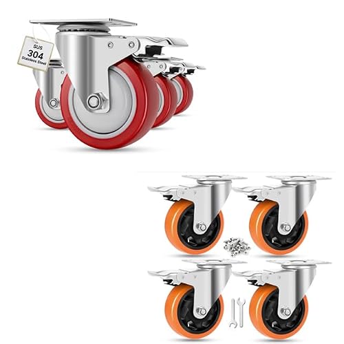 Sohnvwtgd 5 4 Inch Swivel Casters With Brake And Stainless Steel 4 Inch Caster Wheels With Brake