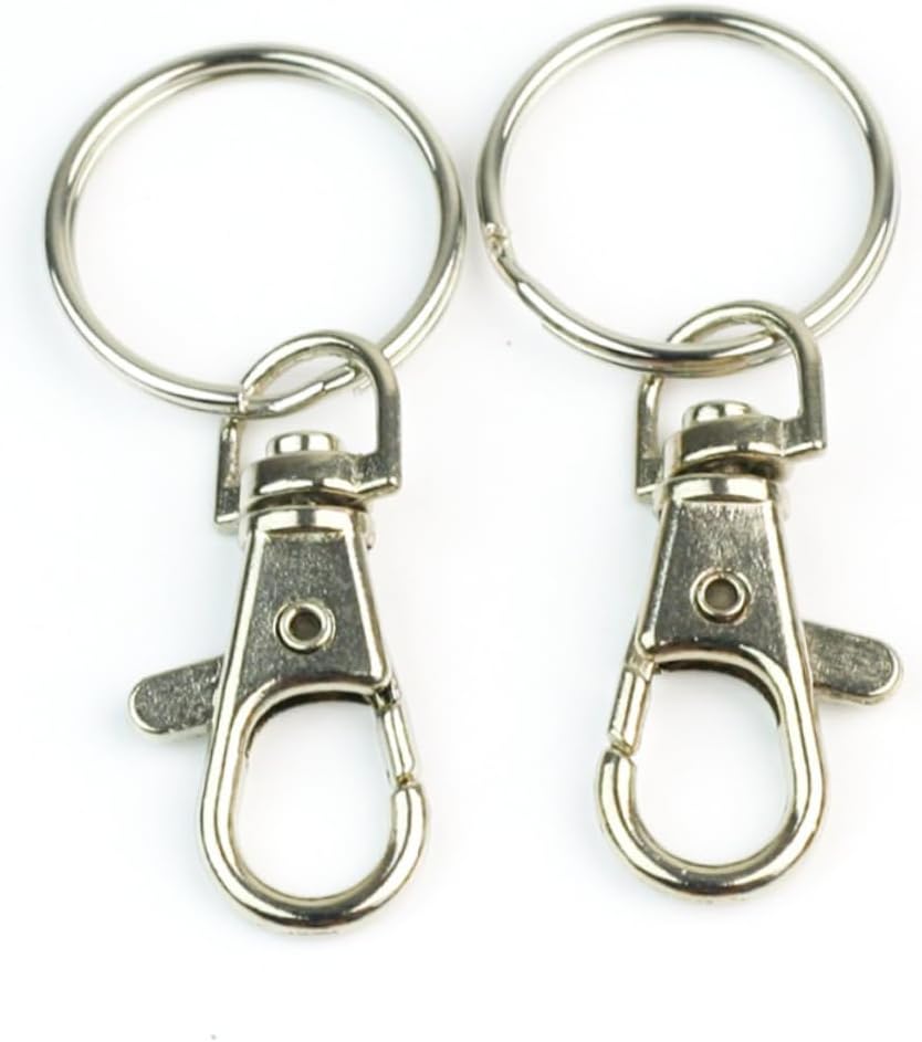 12Pcs Swivel Trigger Snap Hooks with Ring 360 Degree Iron Silver | DIY Beading Projects and Decorations, 3.8cm Size, Keychain Clasp Style, Packaged as 12 Pieces