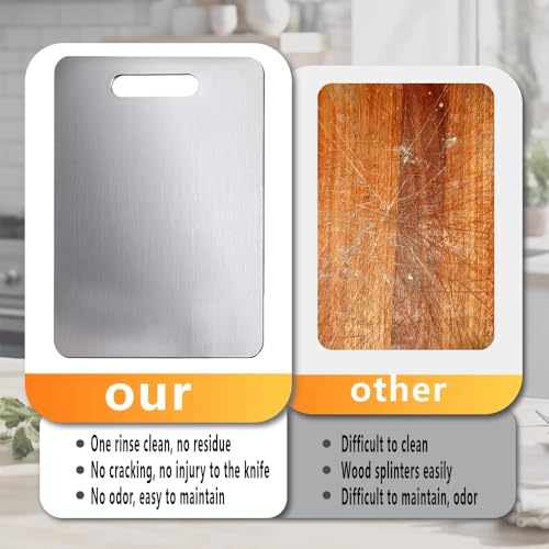 Image of Titanium Cutting Board, 2 PCS Titanium Cutting Boards for Kitchen, Non Toxic, Double-Sided Food Grade Chopping Board for Outdoor Camping(15.6 inch x 11 inch,15.6 inch x 11 inch)