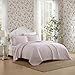 Laura Ashley - King Quilt Set, Breathable Premium Cotton Bedding with Matching Sham(s), Super Soft Floral Bedding Essentials (Marta Stripe Pink, King)
