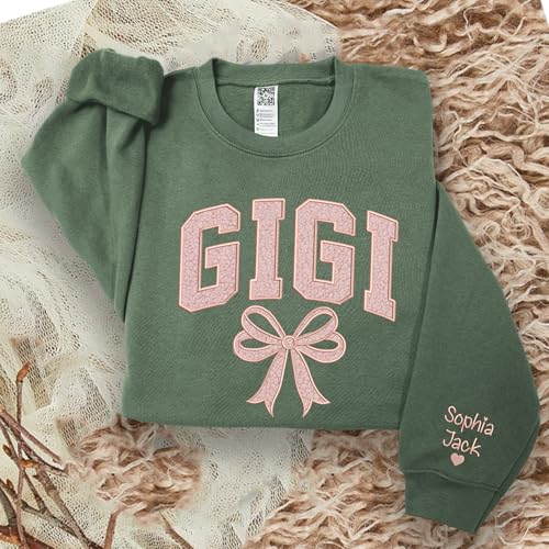 GODMERCH Personalized Embroidered Grandma Sweatshirt Chenille Patch Sweatshirt Gigi Mimi Grandma Nana Gifts Mothers Day3