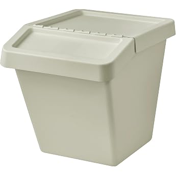 IKEA Sortera Waste Sorting Bin with Hinged Lid 60 L 41 x 55 x 45 cm Beige Recycled Polypropylene Plastic Stackable for Waste Separation and Laundry Sorting
