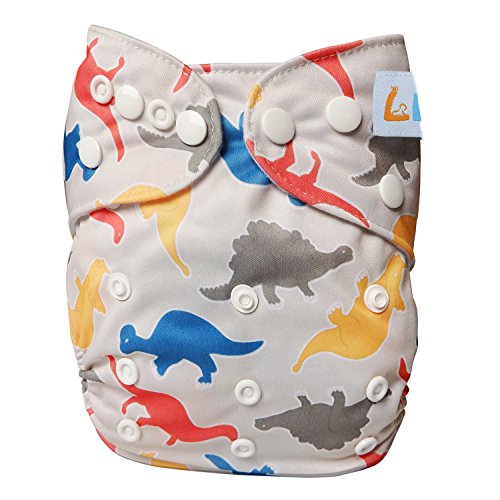 LBB One Size Reusable Pocket Cloth Diapers for Baby Girls and Boys, Dinosaur