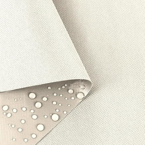 PINaPIN Wasserdichter Polyesterstoff 100% Polyester Stoffe meterware zum nähen Gartenmöbel, Schirme, Vorhänge für Garten KODURA 100x150 cm (Ecru)