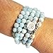 108 Bead Aquamarine Japa Mala Necklace – Handmade Yoga Jewelry with Lotus Charm – 8mm Natural Gemstones for Meditation, Chakra Bracelet, Reiki & Spiritual Balance – Stretchy Unisex Design