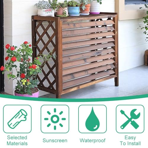Housse de protection pour climatisation extérieure bois 81x30x72cm durable