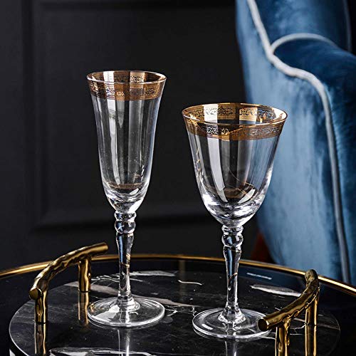 Copa de champán Phnom Penh elegante vaso de cristal con borde dorado para brindar 5
