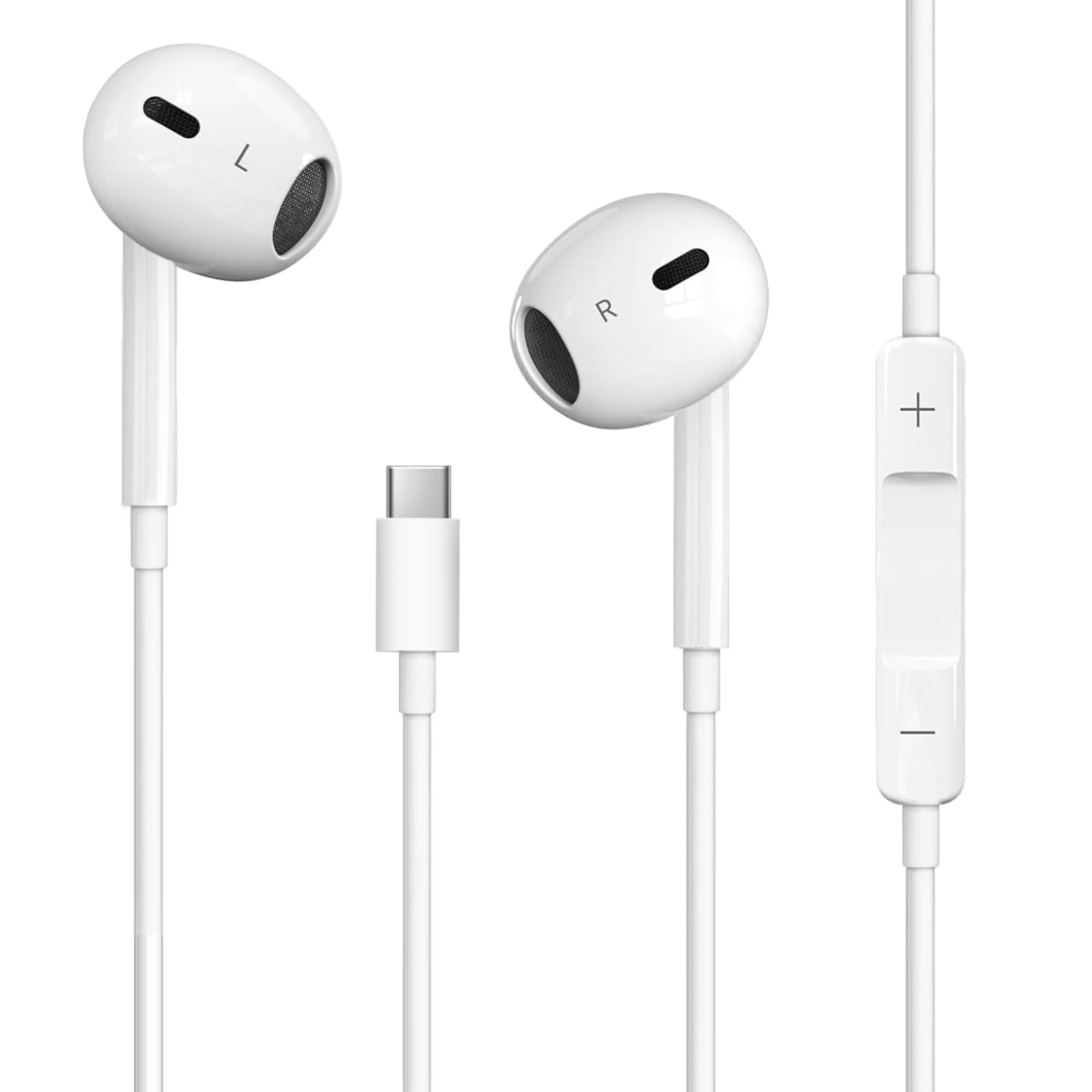 USB C Headphones, Wired USB C Earphones with Microphone and Volume Controller,HiFi Stereo In Ear USB Type C Earbuds, for iPhone 15/16/17 Pro Max, iPad Pro,Samsung Galaxy S21S20 Pixel 9
