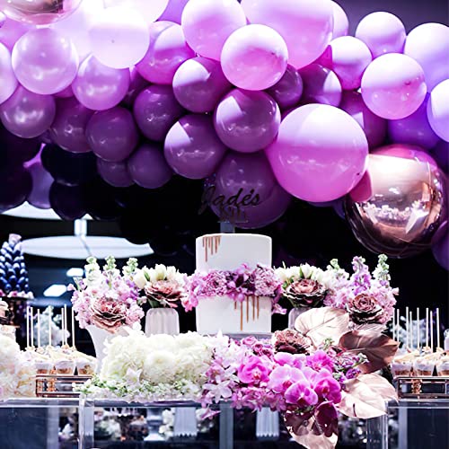 Image of PartyWoo Purple Balloons 60 pcs 12 Inch Light Pastel Dark Purple Lilac Lavender White Latex Balloons for Graduation Baby Shower Gender Reveal Wedding Butterfly Birthday Party Decorations