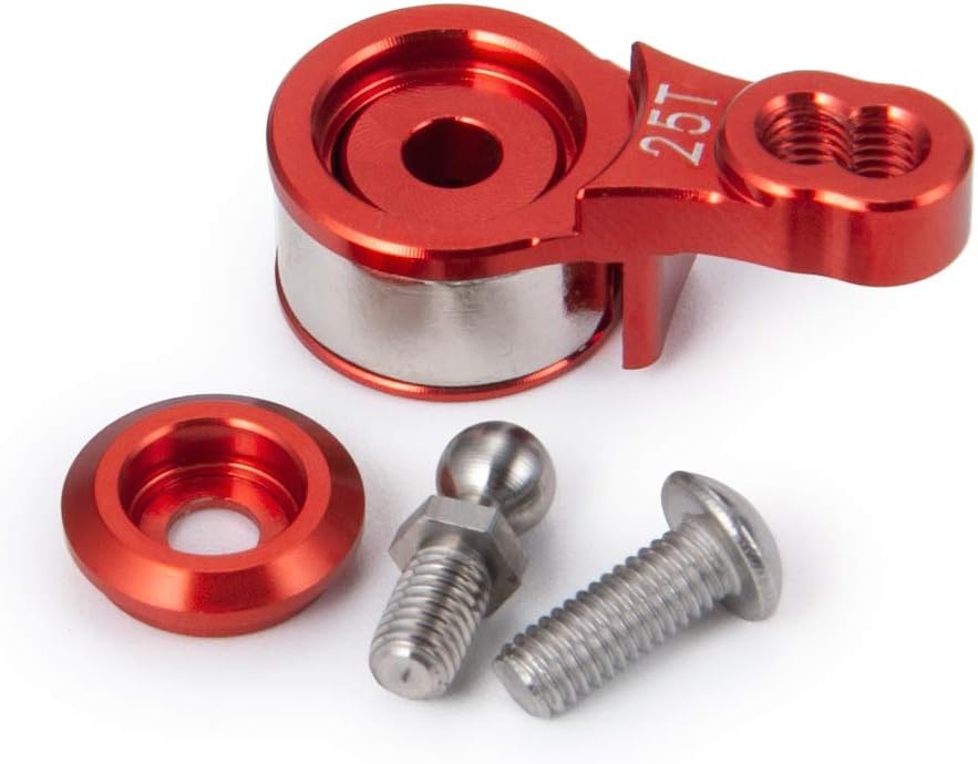 2PCS Alloy 25T Steering Servo Arm Horn Upgrade Parts for 1/10 RC Tra-xxas TRX-4 Crawler Car (Red)