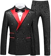 Mens Suit 3 Piece Floral Tux Double Breasted Blazer Vest Pants Set