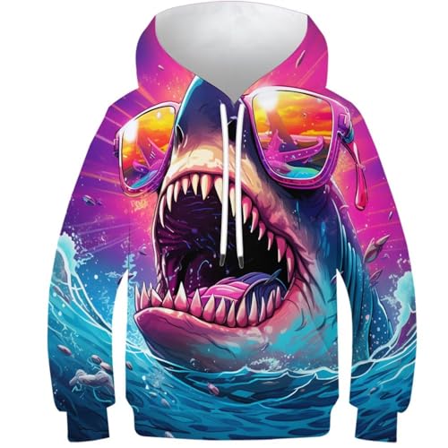 Sweat Requin 3D vêtement chaud hiver pour enfant 9-11 ans avec capuche