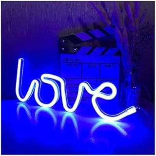ENUOLI Love Neon Sign Blue Neon Light Neon Wall Lights USB/Battery Operated Neon Light Signs Love Shape Neon Night Light Light up Your Bedroom Party Christmas Neon Light Signs for Wedding Decoration
