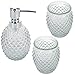 G Decor Set di accessori da bagno in vetro trasparente con taglio a diamante, 3 pezzi, include dispenser per sapone liquido o lozione, porta spazzolino, bicchiere