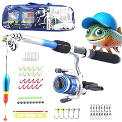 Q-Tac - Angelset für Kinder [Fertig montiert & Angelrolle bespult] Kinderangel ab 4 Jahre, Angelrute 165 cm, Angel Set komplett Blau