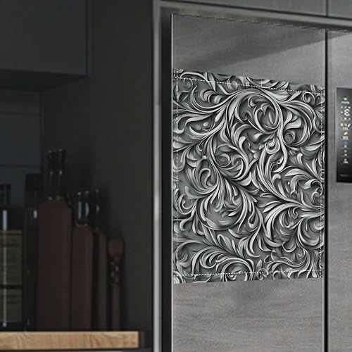 Image of Black Vines Dishwasher Magnetic Cover, Decorative Fabric Dishwasher Door Cover with Top and Bottom Magnets, Flexible Kitchen Appliance Decor, 23 x 26 Inches
