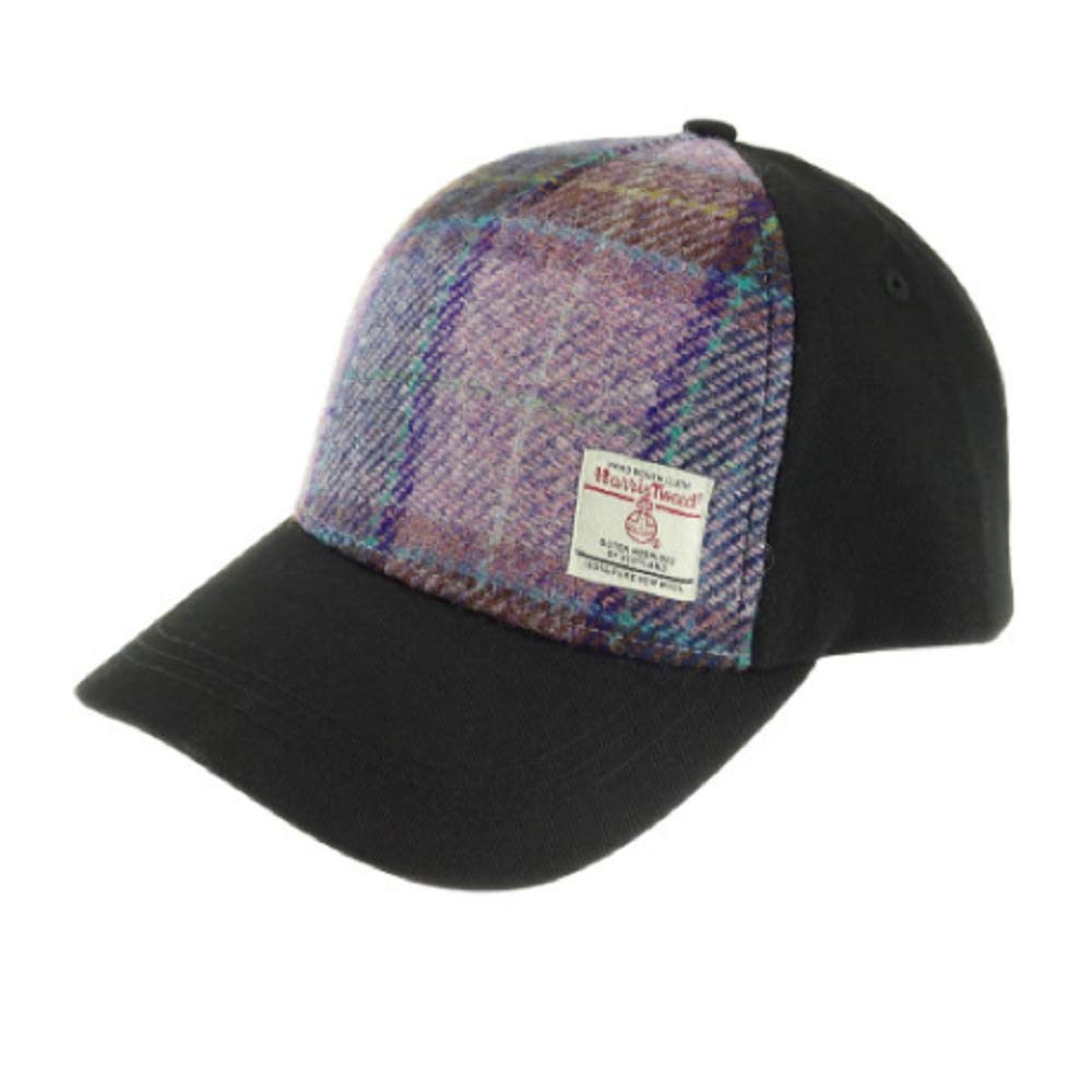 Glen Appin Harris Tweed Front Baseball Cap (Colour 34 Purple Check)