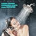 HOPOPRO High Flow Shower Head - High Pressure Rain - 7 Inch Rainfall Spray Showerhead - Tool-free 1-Min Installation - Adjustable Bathroom Shower Head Replacement with Luxury Look - Brushed Nickel