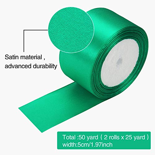 Boao 2 Rolls Christmas Satin Ribbon Double Face Polyester Satin Ribbon Wide Solid Satin Ribbon For Christmas Wedding Gift Wrapping Crafts Decoration Favors (Red, Green, 2 Inch) #TOP1