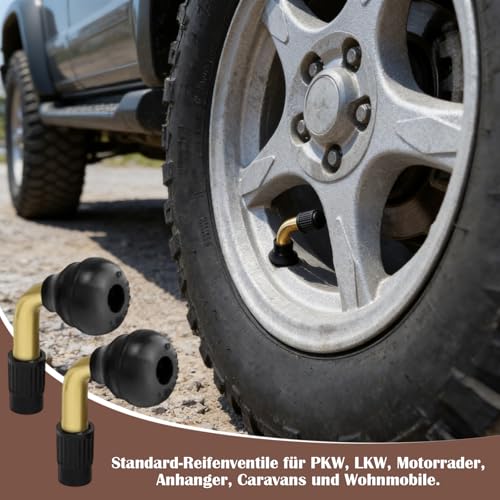 20 Stück Motorrad Tubeless Ventil Set, 90 Grad PVR70 Reifen Vorbauten aus Messing für Motorräder, Autos, Fahrräder, Motorroller