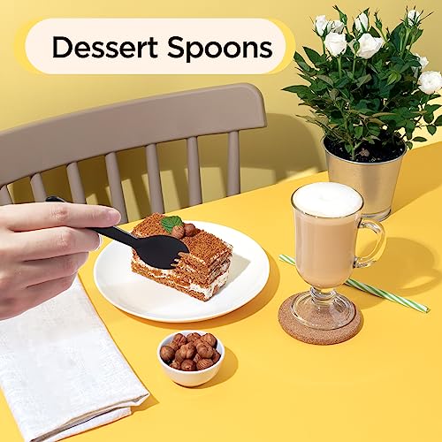 Veiren 100 Pieces Disposable Plastic Forks Individually Wrapped 2 In 1 Spork Spoons Cake Dessert Ice Cream Salad Fruit Serving Tasting Scoop For Home Birthday Wedding Party Baking Catering, Black #TOP6