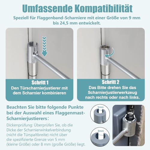 2er-Pack Einstellwerkzeug für Türscharniere, Türscharnier-Einstellwerkzeug, Türöffner Werkzeug Schloss Öffnen Werkzeug für Brandschutztür, Reinraumtüren, Sicherheitstüren (14 + 18 + 23 + 25 mm)