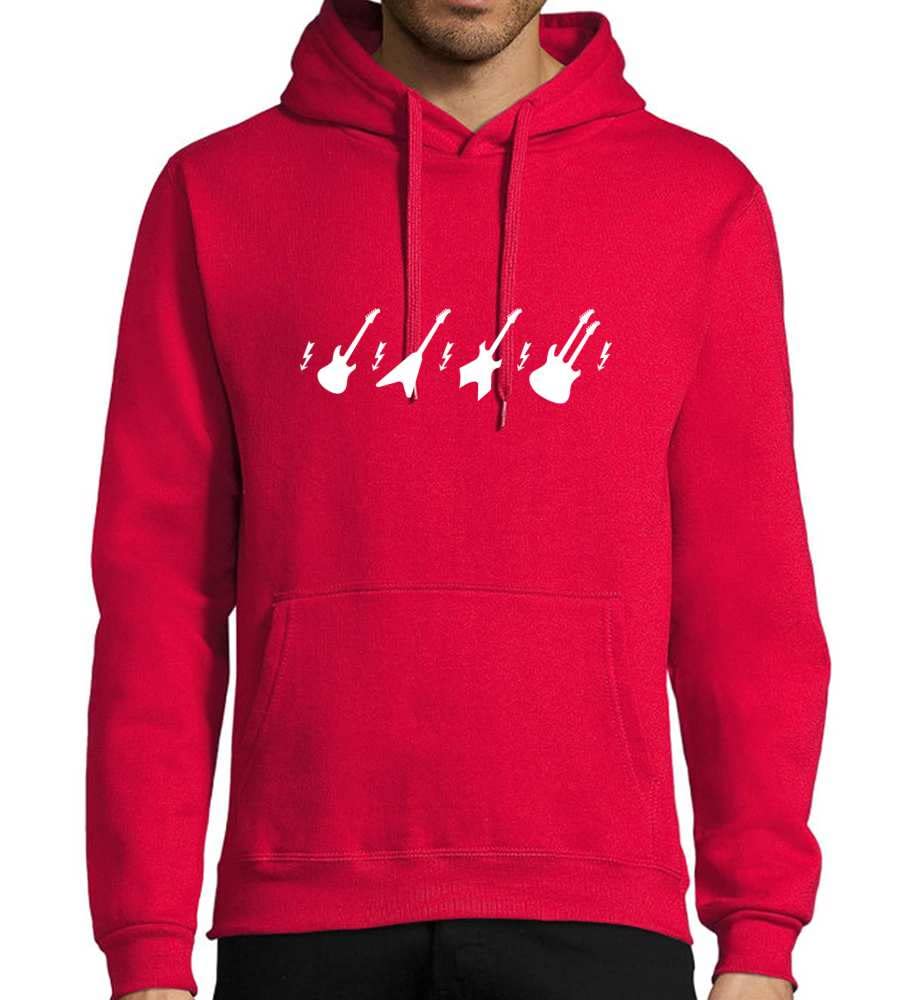 Gitara elektryczna męska bluza z kapturem, czerwony, 4XL