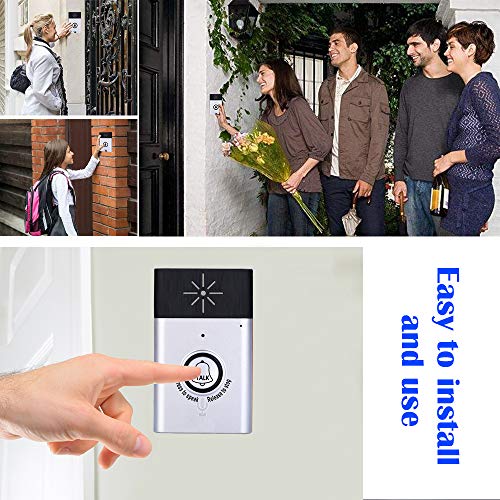 Homesen campainha de voz sem fio interfone campainha monitor de conversa de 2 vias com 1 * botão de