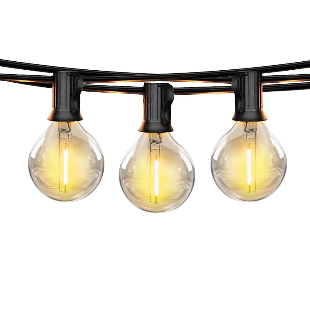 Outdoor String Lights 100FT Outdoor Globe LED String Lights with 52 Shatterproof LED G40 Bulbs, Waterproof Connectable G40 String Lights, Outside Hanging Lights for Backyard, Cafe & Bistro